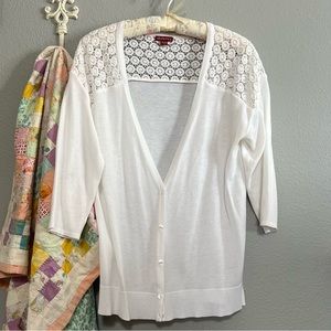 Merona Crochet Half Sleeve Cardigan White XL